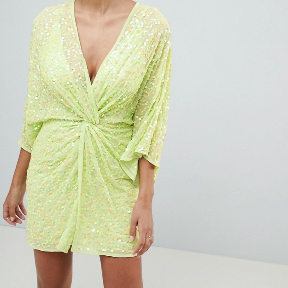 Nwt Asos Design Scatter Sequin Knot Front Kimono - image 2